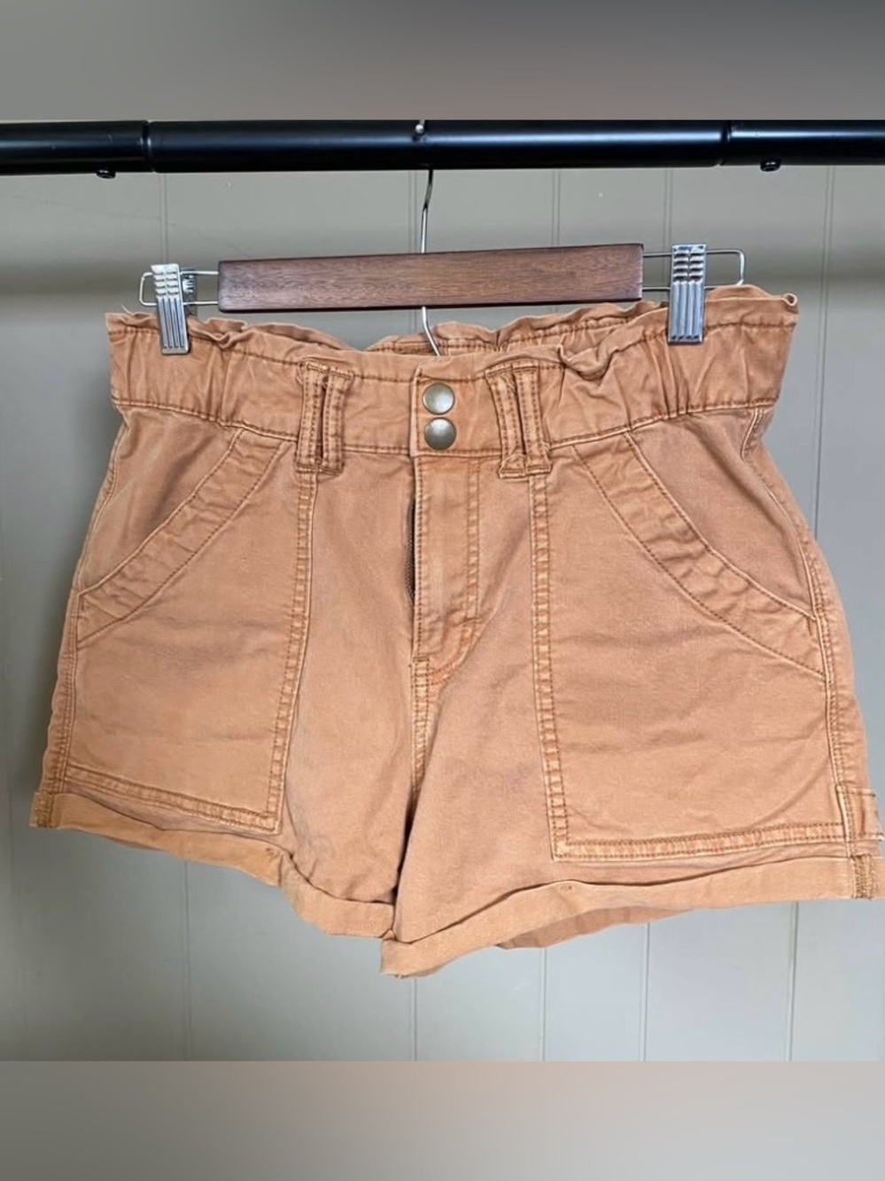 Tan brown cargo Jean Cotton blend Shorts
